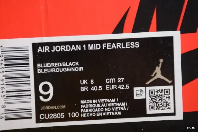 Bmlin Great Jordan 1 Blue Mid Air SE CU2805-100 Fearless the 0625